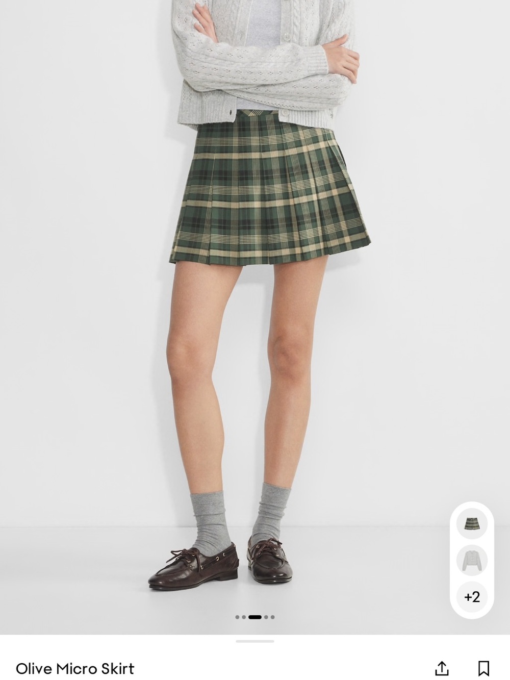 Aritzia Sunday Best Olive Plaid Mini Skirt